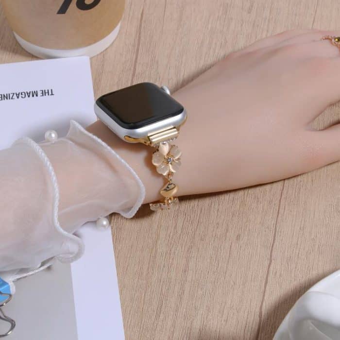 Four Leaf Clover Chain Alloy Watch Band, For Apple Watch 46mm / 49mm / 45mm / 44mm, For Apple Watch 42mm / 41mm / 40mm / 38mm – Bild 8