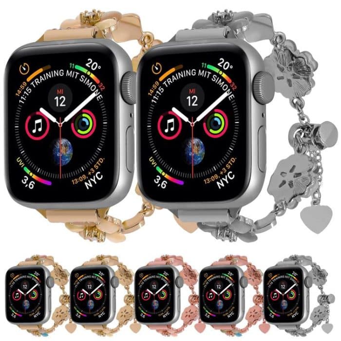 Four Leaf Clover Chain Alloy Watch Band, For Apple Watch 46mm / 49mm / 45mm / 44mm, For Apple Watch 42mm / 41mm / 40mm / 38mm – Bild 2