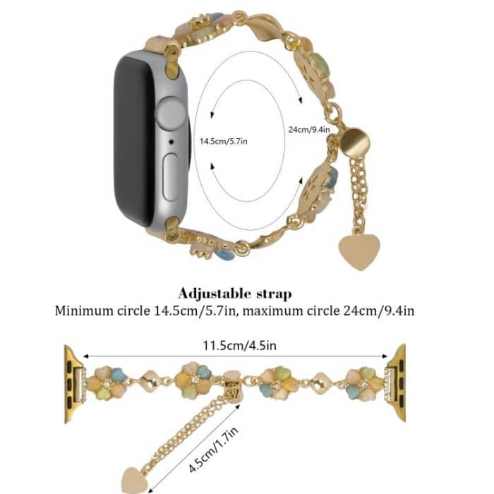 Four Leaf Clover Chain Alloy Watch Band, For Apple Watch 46mm / 49mm / 45mm / 44mm, For Apple Watch 42mm / 41mm / 40mm / 38mm – Bild 5