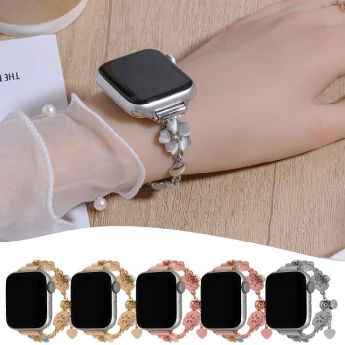 Four Leaf Clover Chain Alloy Watch Band, For Apple Watch 46mm / 49mm / 45mm / 44mm, For Apple Watch 42mm / 41mm / 40mm / 38mm – Bild 6