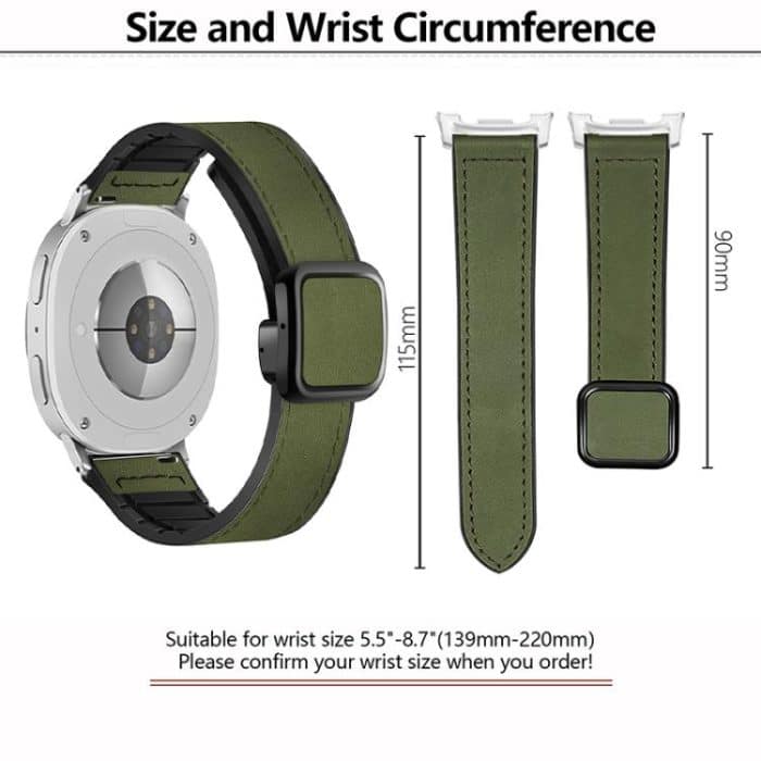 Square Magnetic Buckle Leather Skin Silicone Watch Band, For Samsung Galaxy Watch8 / Watch8 Classic – Bild 3