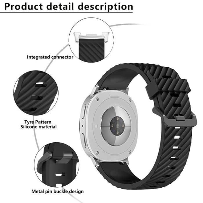 Black Buckle Spruce Silicone Watch Band, For Samsung Galaxy Watch8 / Watch8 Classic – Bild 4