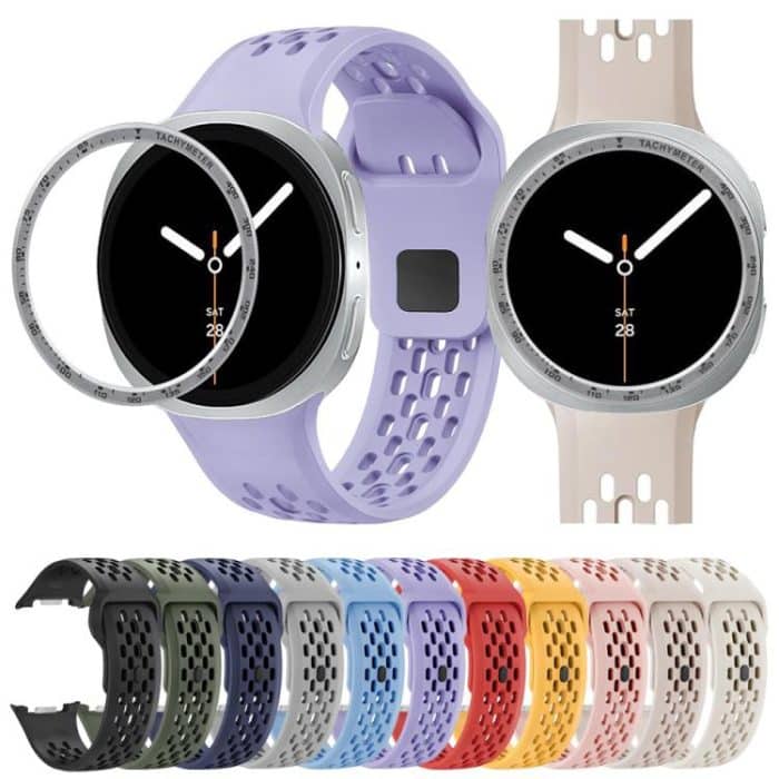 Speed Bezel and Black Reverse Buckle Silicone Watch Band, For Samsung Galaxy Watch8 44mm, For Samsung Galaxy Watch8 40mm – Bild 2