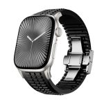 Knurled Texture Folding Buckle Silicone Watch Band, For Apple Watch 46mm / 49mm / 45mm / 44mm