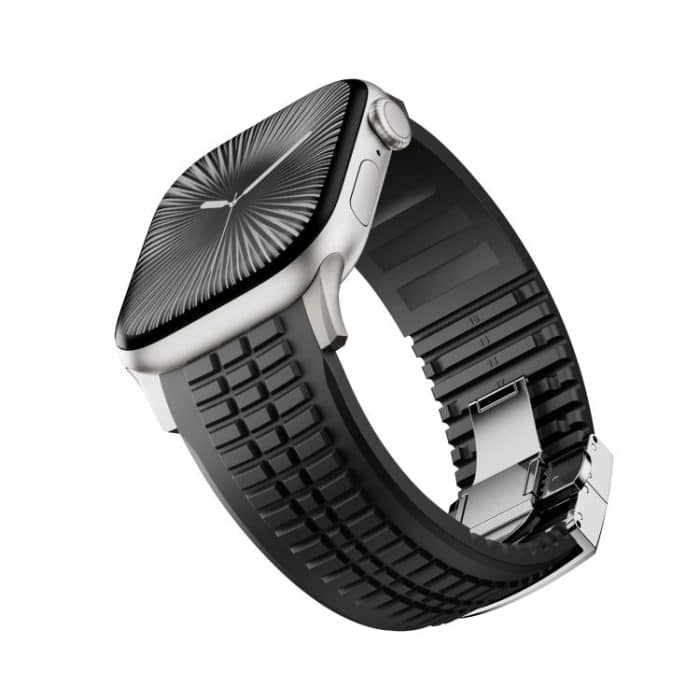 Knurled Texture Folding Buckle Silicone Watch Band, For Apple Watch 46mm / 49mm / 45mm / 44mm – Bild 8