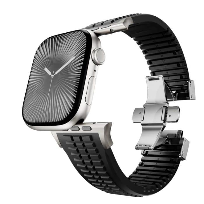 Knurled Texture Folding Buckle Silicone Watch Band, For Apple Watch 46mm / 49mm / 45mm / 44mm – Bild 9