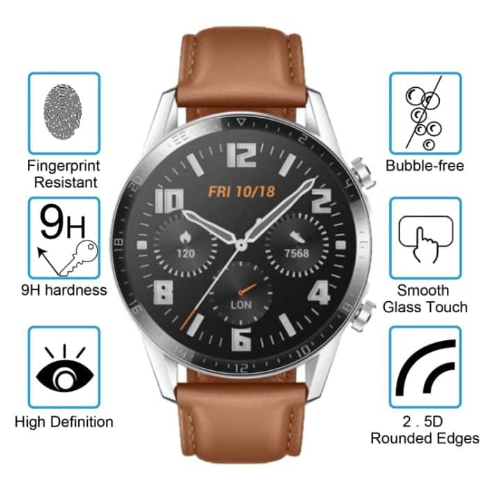 Für Huawei Watch GT 2 46 mm (2019) ENKAY Hat-Prince 0,2 mm 9H 2,15D gehärtete Glasfolie mit gebogenen Kanten, For HUAWEI Watch GT 2 46mm (2019)  (1 PC), For HUAWEI Watch GT 2 46mm (2019) (2 PCS) – Bild 3