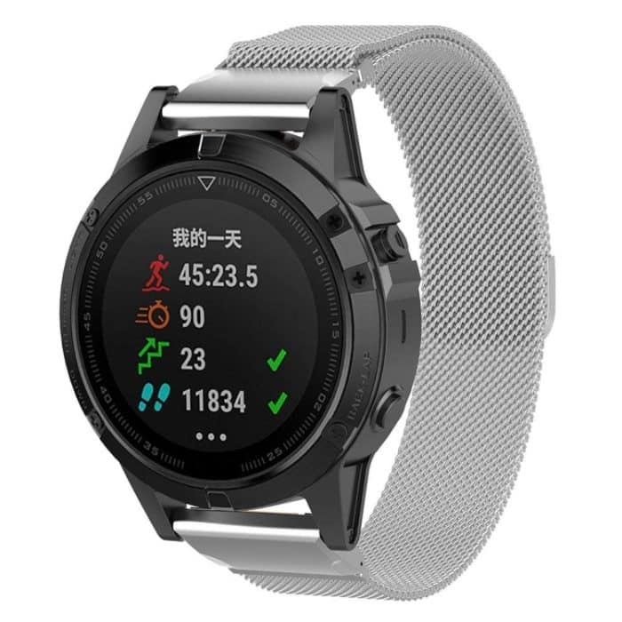 Für Garmin Fenix 5 Milan Metall Edelstahl Metallarmband (Silber), 20MM, 22MM, 26MM – Bild 1