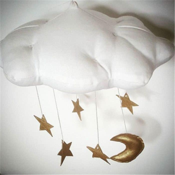 Baby-Kinderzimmer-Decken-Mobile-Party-Dekoration, Wolken, Mond, Sterne, hängende Dekorationen, Kinderzimmer-Dekoration für Baby-Bettwäsche – Bild 4