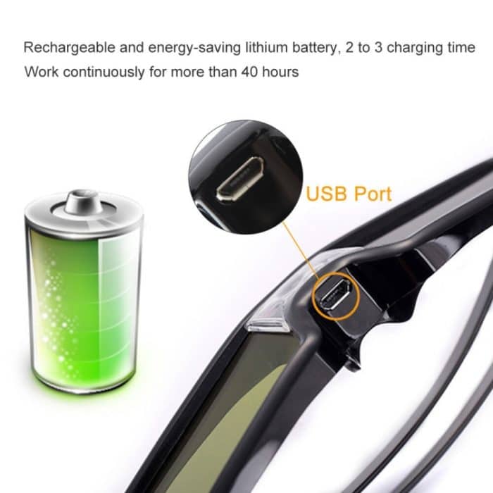 3D DLP-Link Aktivbrillenbrillen für BenQ Z4 / H1 / G1 / P1 LG, NUTS, Acer, Optoma DLP-LINK Projektoren – Bild 4