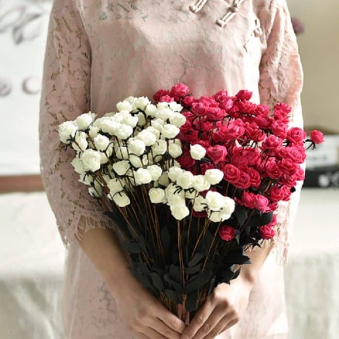 Künstliche Rosenknospen, Hochzeitsdekoration, Blumenarrangement, Party, Heimdekoration – Bild 5