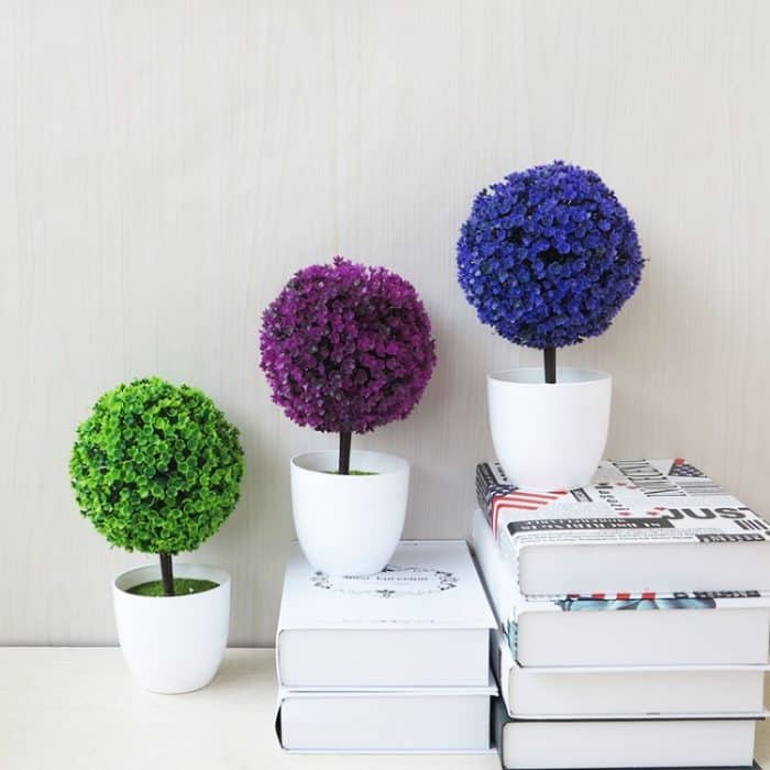 Desktop-Simulation Pflanze Mini Gras Ball Bonsai dekoriert Kunststoff Blume Kirschblüte Schneeball künstliche Blumen – Bild 3