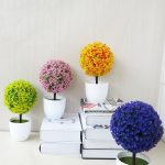Desktop-Simulation Pflanze Mini Gras Ball Bonsai dekoriert Kunststoff Blume Kirschblüte Schneeball künstliche Blumen – Bild 5