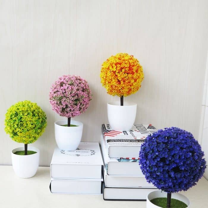 Desktop-Simulation Pflanze Mini Gras Ball Bonsai dekoriert Kunststoff Blume Kirschblüte Schneeball künstliche Blumen – Bild 5