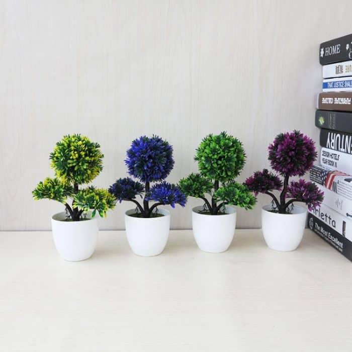 Desktop-Simulation Pflanze Mini Gras Ball Bonsai dekoriert Kunststoff Blume Kirschblüte Schneeball künstliche Blumen – Bild 6