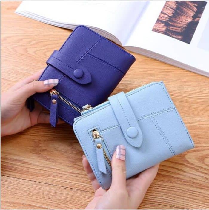 Zweifach faltbare Damen-Geldbörse, multifunktionale Clutch-Tasche, kleine Geldbörse, Two-folding Green, Two-folding Dark Blue, Two-folding Black, Two-folding Sky Blue – Bild 3
