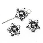 30 PCS tibetische Silberlegierung Blumen Charms Perlen Flower Spacer Perlen Charm, Größe: 9x9x5mm – Bild 2