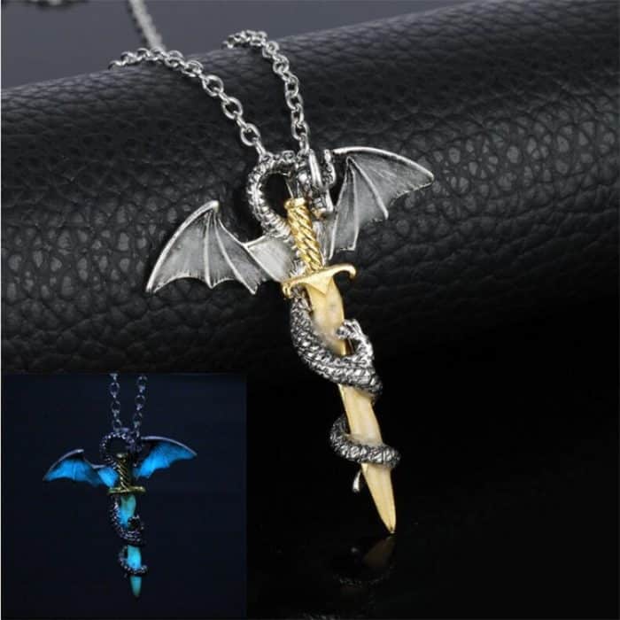 Leuchtender Schmuck Drachenschwert Anhänger Halskette Dunkle Anime Halskette – Bild 1