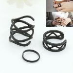3 PCS Frauen Punk Black Matte Ring Set