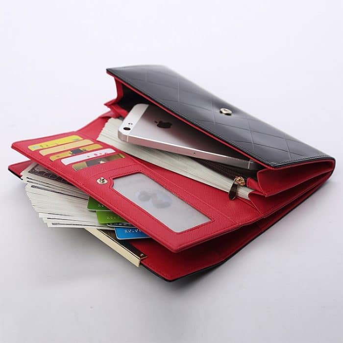 Rindsleder-Geldbörse, luxuriöses Design, Damen-Party-Clutch, Lackleder-Geldbörsen, langer Kartenhalter – Bild 3