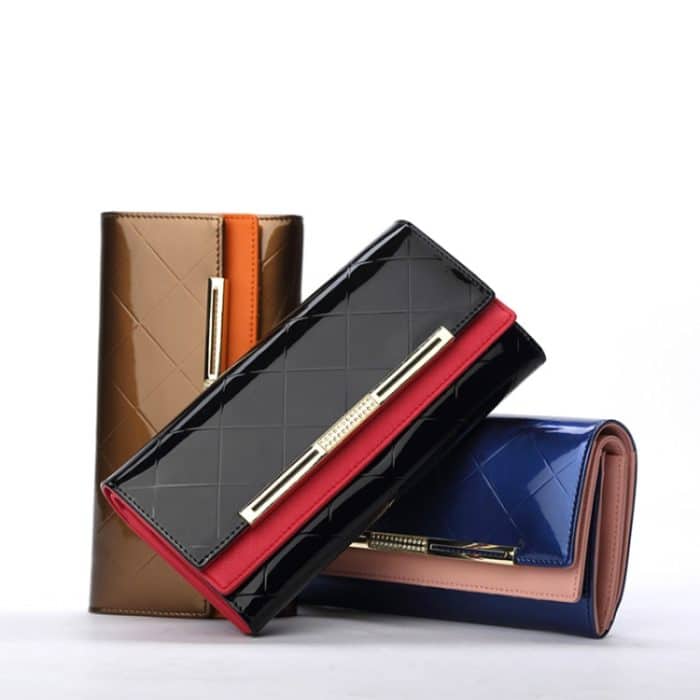 Rindsleder-Geldbörse, luxuriöses Design, Damen-Party-Clutch, Lackleder-Geldbörsen, langer Kartenhalter – Bild 4