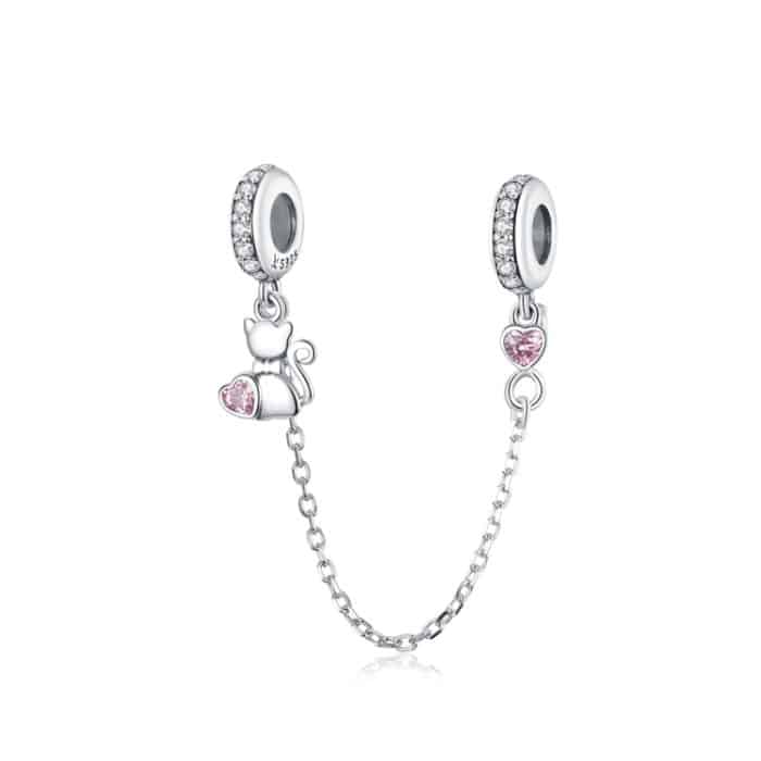 TBD01348848.jpg S925 Silver Cat Sicherheitskette DIY Armband Zubehör – Bild 1