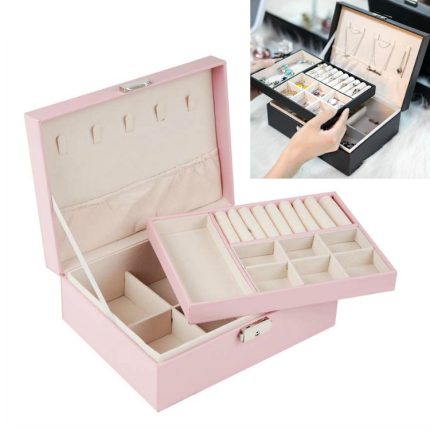 Tragbare Schmuck-Aufbewahrungsbox aus Leder für Halsketten, Ringe, Uhren