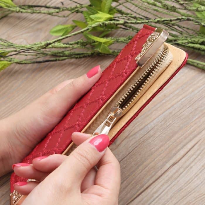 Geprägte Lingge Long Wallet Retro-Muster Multi-Card-Clutch – Bild 3