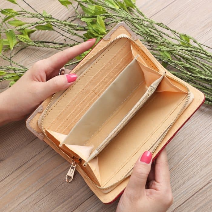 Geprägte Lingge Long Wallet Retro-Muster Multi-Card-Clutch – Bild 4