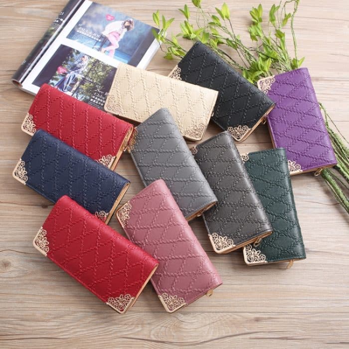 Geprägte Lingge Long Wallet Retro-Muster Multi-Card-Clutch – Bild 7