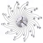 Schmiedeeiserne Kristall-Wanduhr, stummgeschaltete Metall-Wanduhr für Wohnzimmer, Schlafzimmer, Crystal Wall Clock