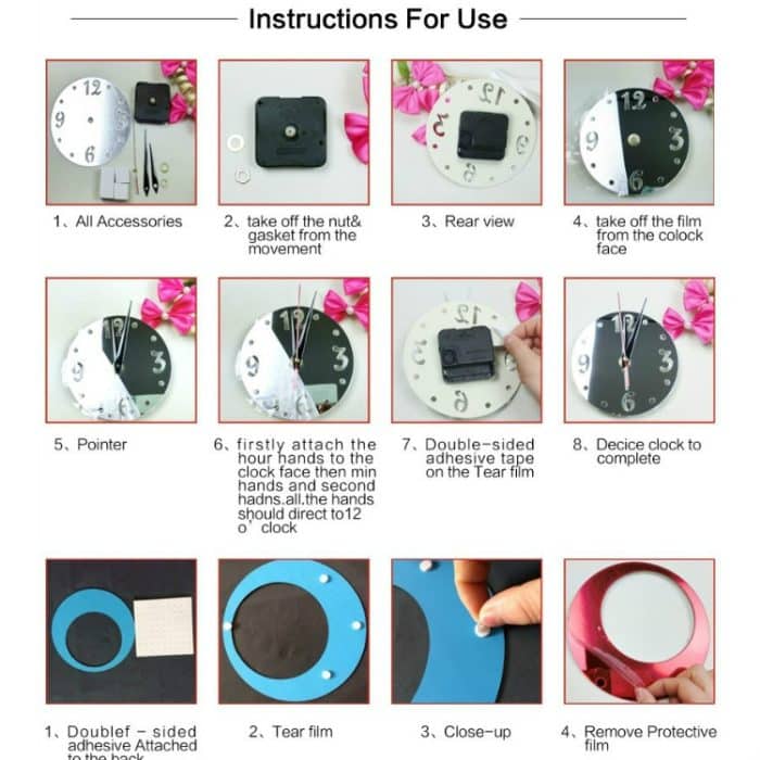 3D-Acryl-Katzenspiegel-Wanduhr, DIY, modische Heimdekoration – Bild 5