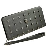 Frauen Metall Schädel Brieftasche Karte Leder Wristlet Handtaschen