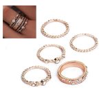 5 Teile/satz Mode Frauen Rose Gold Strass Elegante Ringe Schmuck Set