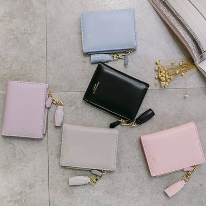 Kurze Design Bifold Quaste Frauen Brieftasche PU Leder Kurze Kreditkarte Halter Geldbörse – Bild 3