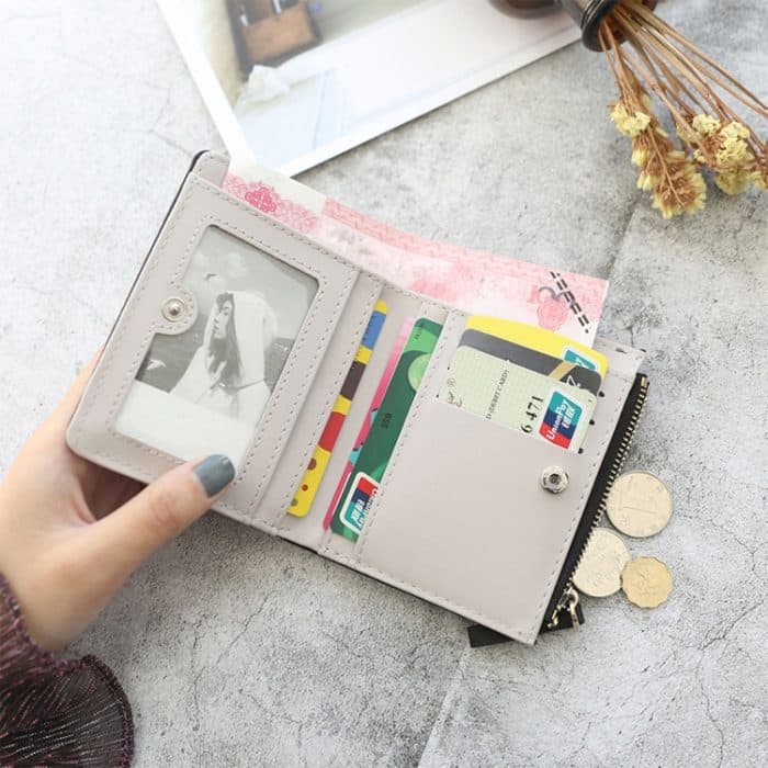 Brieftasche weibliche kurze Student koreanische Version der niedlichen kleinen frischen faltbaren Mini-Gezeiten-Persönlichkeits-Münzen-Geldbörse – Bild 3