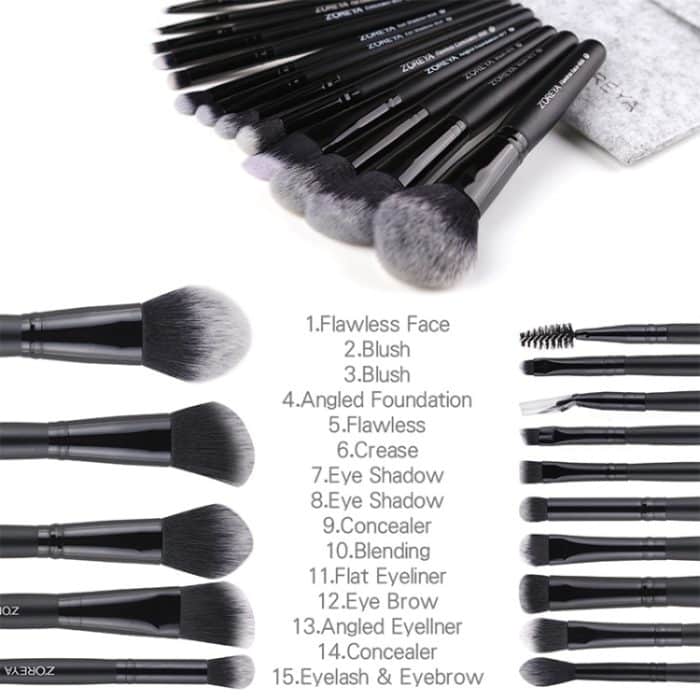 Zoreya Marke Make-up-Pinsel-Set mit weichen synthetischen Borsten, Augen-Make-up-Werkzeuge, tierversuchsfrei, schwarze Blending Crease Foundation-Pinsel – Bild 4