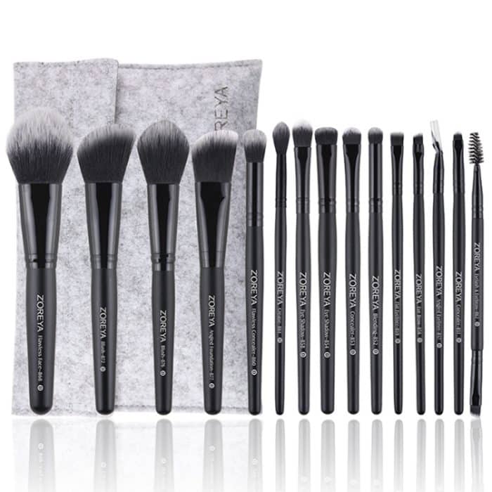Zoreya Marke Make-up-Pinsel-Set mit weichen synthetischen Borsten, Augen-Make-up-Werkzeuge, tierversuchsfrei, schwarze Blending Crease Foundation-Pinsel – Bild 5