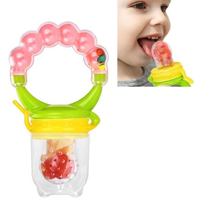 3 PCS Baby Nippel Frische Lebensmittel Obst Milch Babyflaschen Lernen Füttern Trinken Griff Zahnen Schnuller mit Glocke, S, M, L – Bild 1