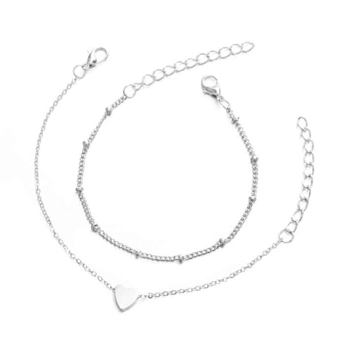 2 Sets Damen-Armbänder mit minimalistischer kleiner Liebe und scharfer Gliederkette – Bild 2
