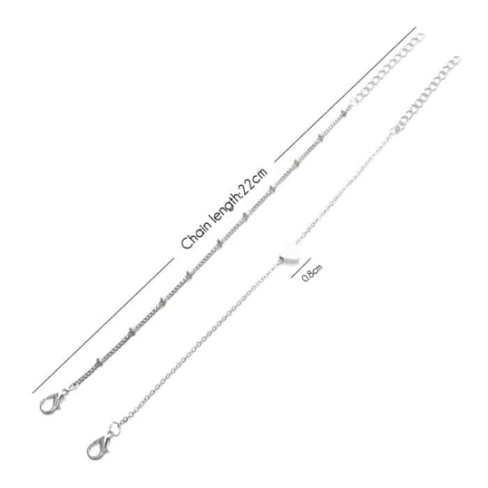 2 Sets Damen-Armbänder mit minimalistischer kleiner Liebe und scharfer Gliederkette – Bild 3