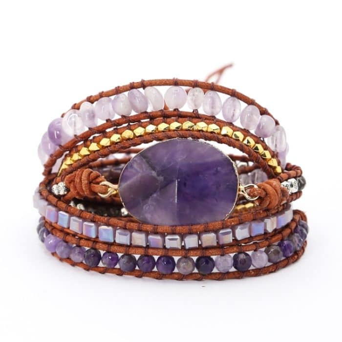 Handgefertigtes Boho-Armband mit natürlichem Amethyst für Damen – Bild 2