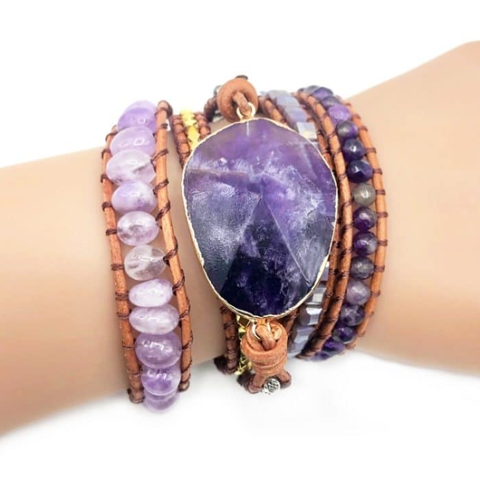 Handgefertigtes Boho-Armband mit natürlichem Amethyst für Damen – Bild 3