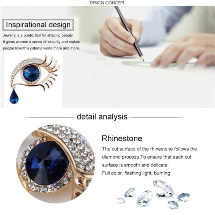 Modische Engelstränen-Brosche mit Diamant-Wimpern-Corsage – Bild 6