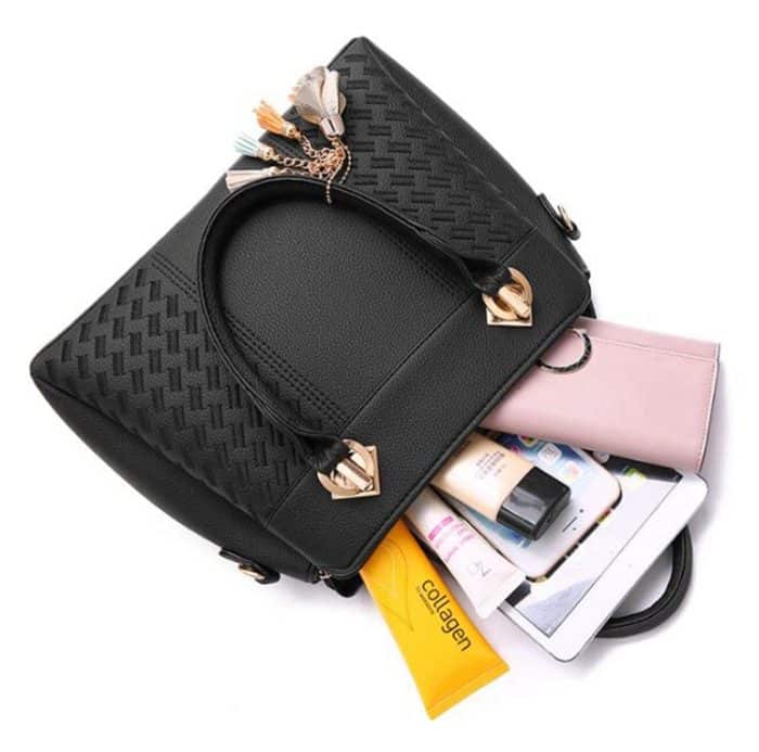 Mode Frauen Quaste PU Leder Stickerei Umhängetasche Schultertasche Einfachen Stil Handtaschen – Bild 7