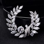 Olivenzweig-Gras-Ring, Zirkon-Brosche, exquisite Accessoires, Medaille, modische Brosche, Mantel, Pullover, Anstecknadel – Bild 2
