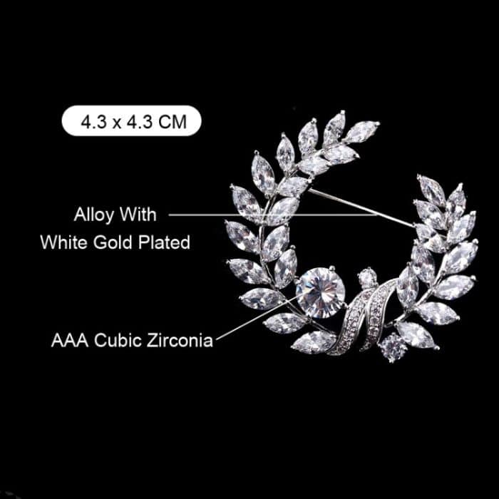 TBD0200461201A_2.jpg Olivenzweig-Gras-Ring, Zirkon-Brosche, exquisite Accessoires, Medaille, modische Brosche, Mantel, Pullover, Anstecknadel – Bild 3