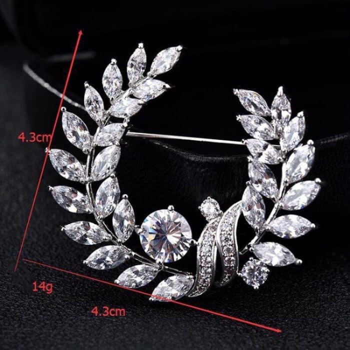 TBD0200461201A_4.jpg Olivenzweig-Gras-Ring, Zirkon-Brosche, exquisite Accessoires, Medaille, modische Brosche, Mantel, Pullover, Anstecknadel – Bild 5