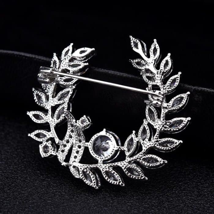 TBD0200461201A_5.jpg Olivenzweig-Gras-Ring, Zirkon-Brosche, exquisite Accessoires, Medaille, modische Brosche, Mantel, Pullover, Anstecknadel – Bild 6
