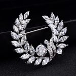 Olivenzweig-Gras-Ring, Zirkon-Brosche, exquisite Accessoires, Medaille, modische Brosche, Mantel, Pullover, Anstecknadel – Bild 7